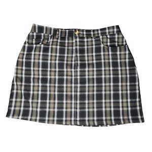 FOREVER 21+ Sz 1X Front Pockets Black Plaid A-Line Mini Skirt Women's